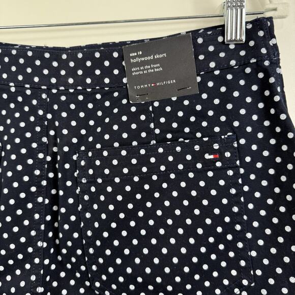 New Preppy Polka Dot Tommy Hilfiger Hollywood Skort Size 10 Navy Classic Beach - Picture 6 of 12